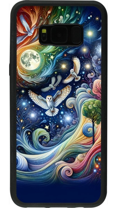 Samsung Galaxy S8+ Case Hülle - Silikon schwarz Fliegender Blumen-Eule