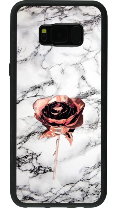 Coque Samsung Galaxy S8+ - Silicone rigide noir Marble Rose Gold
