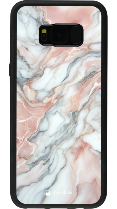 Samsung Galaxy S8+ Case Hülle - Silikon schwarz Rosa Leuchtender Marmor