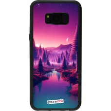 Samsung Galaxy S8+ Case Hülle - Silikon schwarz Lila-rosa Landschaft