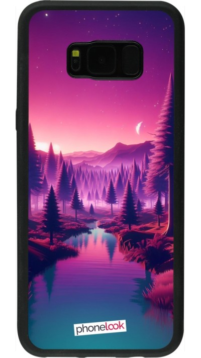 Samsung Galaxy S8+ Case Hülle - Silikon schwarz Lila-rosa Landschaft