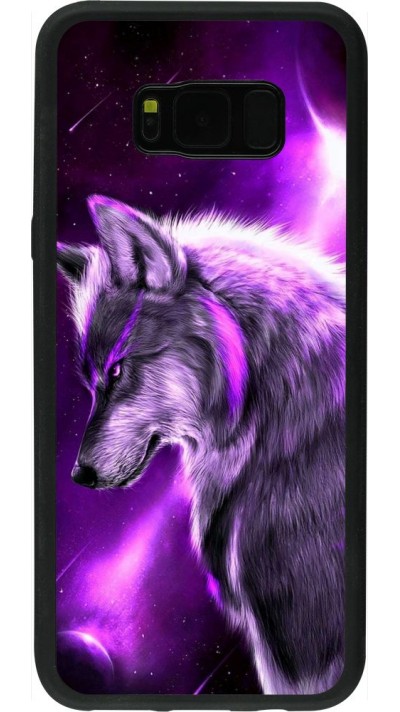 Coque Samsung Galaxy S8+ - Silicone rigide noir Purple Sky Wolf