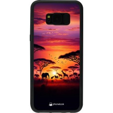 Samsung Galaxy S8+ Case Hülle - Silikon schwarz Safari Sonnenuntergang Wildtiere