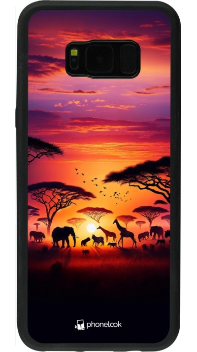 Samsung Galaxy S8+ Case Hülle - Silikon schwarz Safari Sonnenuntergang Wildtiere