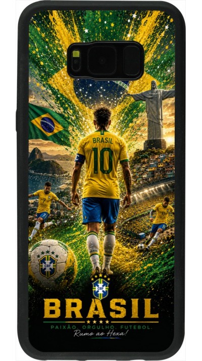 Coque Samsung Galaxy S8+ - Silicone rigide noir Football Brésil splash 2026