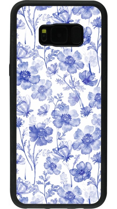 Samsung Galaxy S8+ Case Hülle - Silikon schwarz Spring 23 watercolor blue flowers