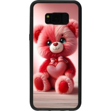 Samsung Galaxy S8+ Case Hülle - Silikon schwarz Valentin 2024 Rosaroter Teddybär