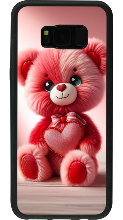 Samsung Galaxy S8+ Case Hülle - Silikon schwarz Valentin 2024 Rosaroter Teddybär