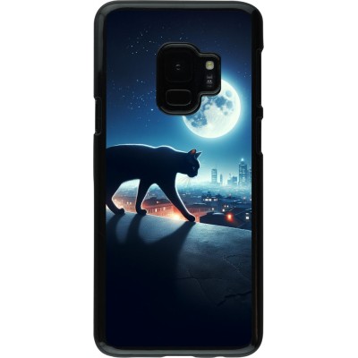 Samsung Galaxy S9 Case Hülle - Schwarze Katze unter dem Vollmond