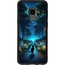 Samsung Galaxy S9 Case Hülle - Silikon schwarz Schwarze Katze Spaziergang
