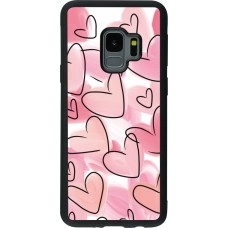 Samsung Galaxy S9 Case Hülle - Silikon schwarz Easter 2023 pink hearts