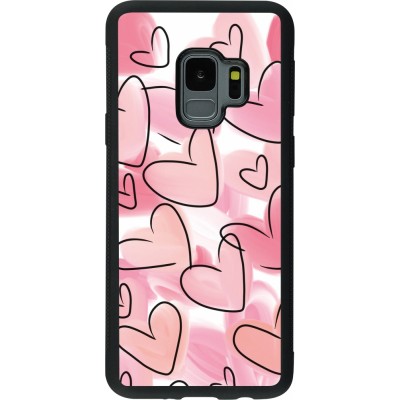 Samsung Galaxy S9 Case Hülle - Silikon schwarz Easter 2023 pink hearts