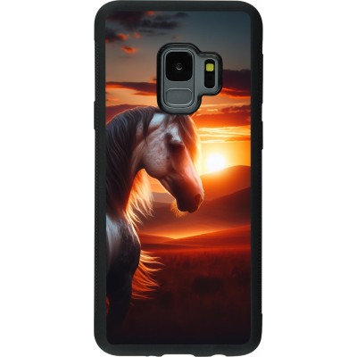 Samsung Galaxy S9 Case Hülle - Silikon schwarz Majestätischer Sonnenuntergang Pferd
