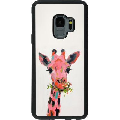 Samsung Galaxy S9 Case Hülle - Silikon schwarz Pink Girafe Paint