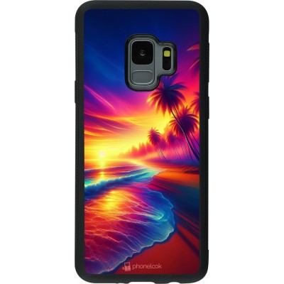 Samsung Galaxy S9 Case Hülle - Silikon schwarz Strand Sonnenuntergang auffällig