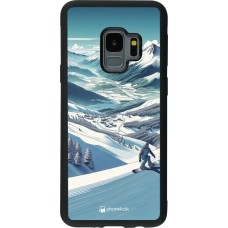 Samsung Galaxy S9 Case Hülle - Silikon schwarz Snowboarder Berg