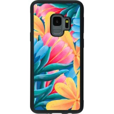 Samsung Galaxy S9 Case Hülle - Silikon schwarz Spring 23 colorful flowers