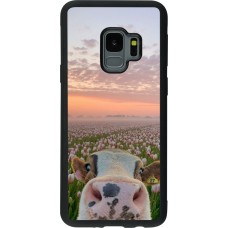 Coque Samsung Galaxy S9 - Silicone rigide noir Cow with tulips 2026