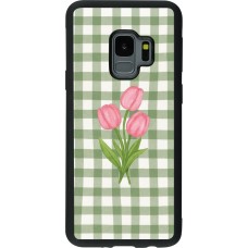 Coque Samsung Galaxy S9 - Silicone rigide noir Green vichy tulips 2026