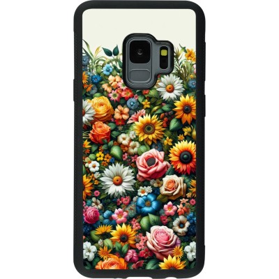 Samsung Galaxy S9 Case Hülle - Silikon schwarz Sommer Blumenmuster