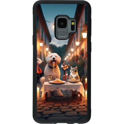 Samsung Galaxy S9 Case Hülle - Silikon schwarz Valentin 2024 Hund & Katze Kerzenlicht