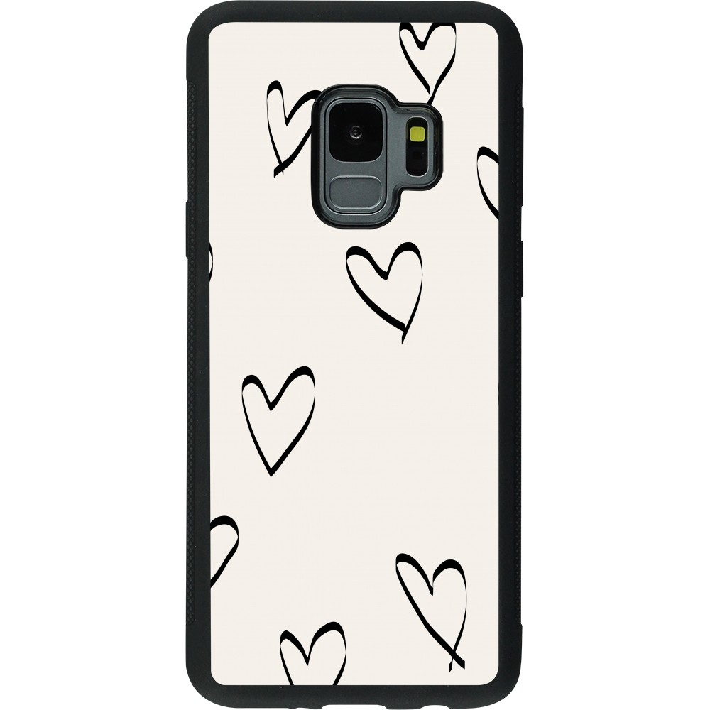 Samsung Galaxy S9 Case Hülle - Silikon schwarz Valentine 2023 minimalist hearts