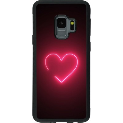 Samsung Galaxy S9 Case Hülle - Silikon schwarz Valentine 2023 single neon heart