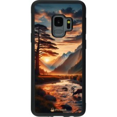 Samsung Galaxy S9 Case Hülle - Silikon schwarz Tal Sonnenuntergang Hirsch Baum