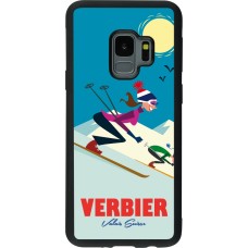 Samsung Galaxy S9 Case Hülle - Silikon schwarz Verbier Ski Downhill
