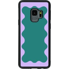 Samsung Galaxy S9 Case Hülle - Silikon schwarz Wavy Rectangle Green Purple