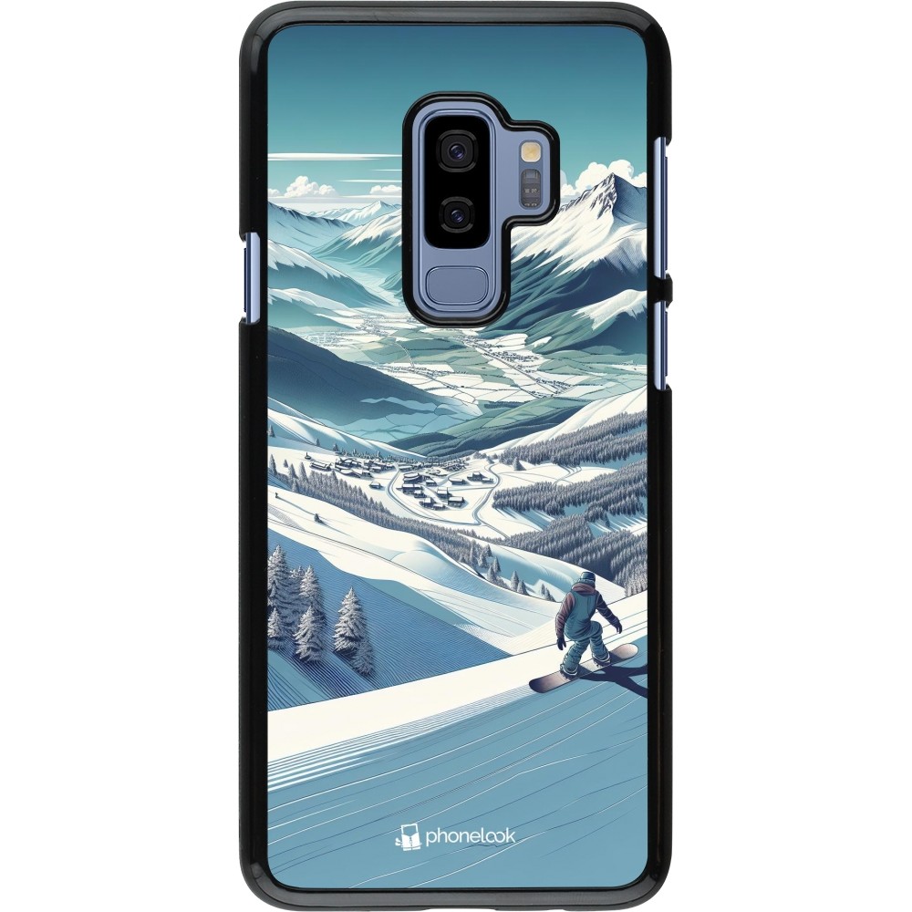 Samsung Galaxy S9+ Case Hülle - Snowboarder Berg