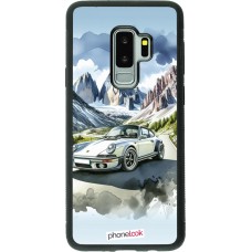 Samsung Galaxy S9+ Case Hülle - Silikon schwarz Porsche 911 Berg Aquarell