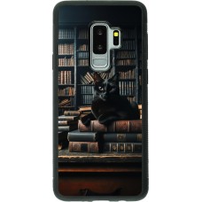 Samsung Galaxy S9+ Case Hülle - Silikon schwarz Katze Bücher dunkel