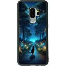 Samsung Galaxy S9+ Case Hülle - Silikon schwarz Schwarze Katze Spaziergang