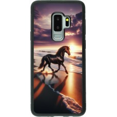 Samsung Galaxy S9+ Case Hülle - Silikon schwarz Pferd majestätisch Strand