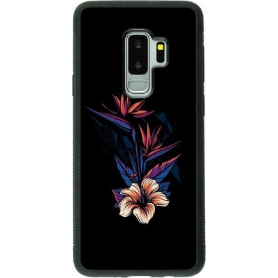 Hülle Samsung Galaxy S9+ - Silikon schwarz Dark Flowers