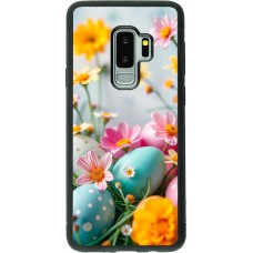 Samsung Galaxy S9+ Case Hülle - Silikon schwarz Easter 2026 Eggs with flowers