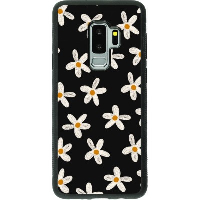 Samsung Galaxy S9+ Case Hülle - Silikon schwarz Easter 2024 white on black flower