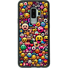 Samsung Galaxy S9+ Case Hülle - Silikon schwarz Emoji Mix Farbe