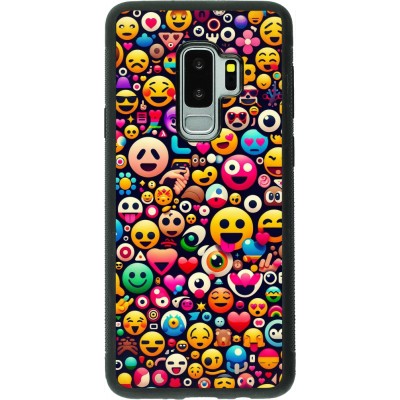 Samsung Galaxy S9+ Case Hülle - Silikon schwarz Emoji Mix Farbe