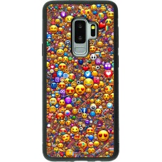 Samsung Galaxy S9+ Case Hülle - Silikon schwarz Emoji gemischt
