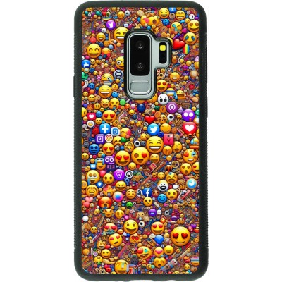 Samsung Galaxy S9+ Case Hülle - Silikon schwarz Emoji gemischt