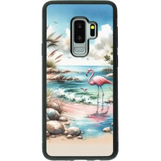 Samsung Galaxy S9+ Case Hülle - Silikon schwarz Flamingo Aquarell