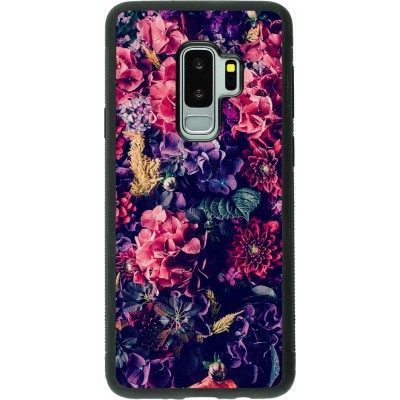 Hülle Samsung Galaxy S9+ - Silikon schwarz Flowers Dark