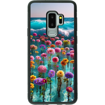 Samsung Galaxy S9+ Case Hülle - Silikon schwarz Blumenmeer Wellen