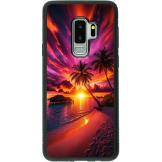 Samsung Galaxy S9+ Case Hülle - Silikon schwarz Malediven Abenddämmerung Glückseligkeit