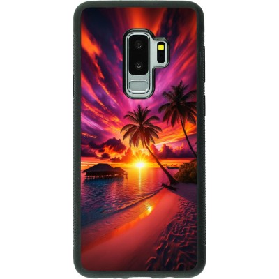 Samsung Galaxy S9+ Case Hülle - Silikon schwarz Malediven Abenddämmerung Glückseligkeit