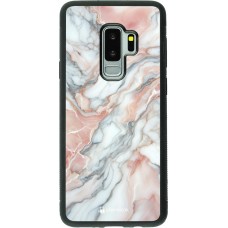 Samsung Galaxy S9+ Case Hülle - Silikon schwarz Rosa Leuchtender Marmor