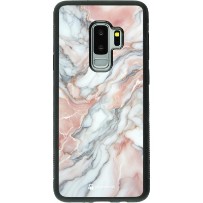 Samsung Galaxy S9+ Case Hülle - Silikon schwarz Rosa Leuchtender Marmor