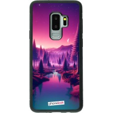 Samsung Galaxy S9+ Case Hülle - Silikon schwarz Lila-rosa Landschaft